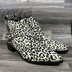 Marc Fisher Animal Print Calf Hair Booties 9.5